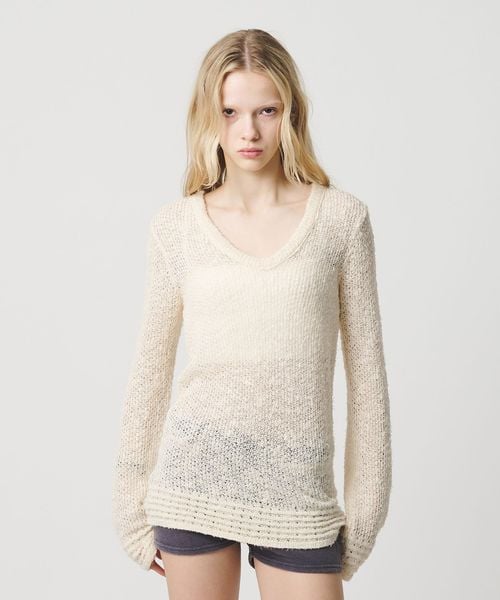 ATTISESSION/＜ATTISESSION＞メッシュ Uネック ニット トップス/ニット / セーター