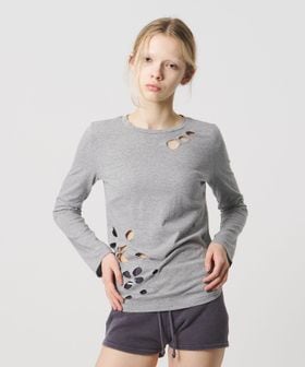ATTISESSION/＜ATTISESSION＞フラワーモチーフ ホール ロングスリーブ Tシャツ/Tシャツ / カットソー
