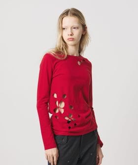 ATTISESSION/＜ATTISESSION＞フラワーモチーフ ホール ロングスリーブ Tシャツ/Tシャツ / カットソー