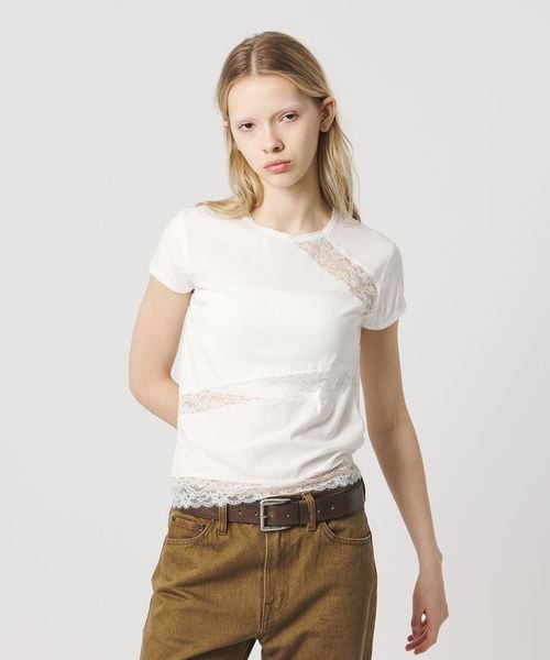 ATTISESSION/＜ATTISESSION＞レース ドッキング Tシャツ/Tシャツ / カットソー