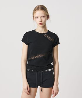 ATTISESSION/＜ATTISESSION＞レース ドッキング Tシャツ/Tシャツ / カットソー