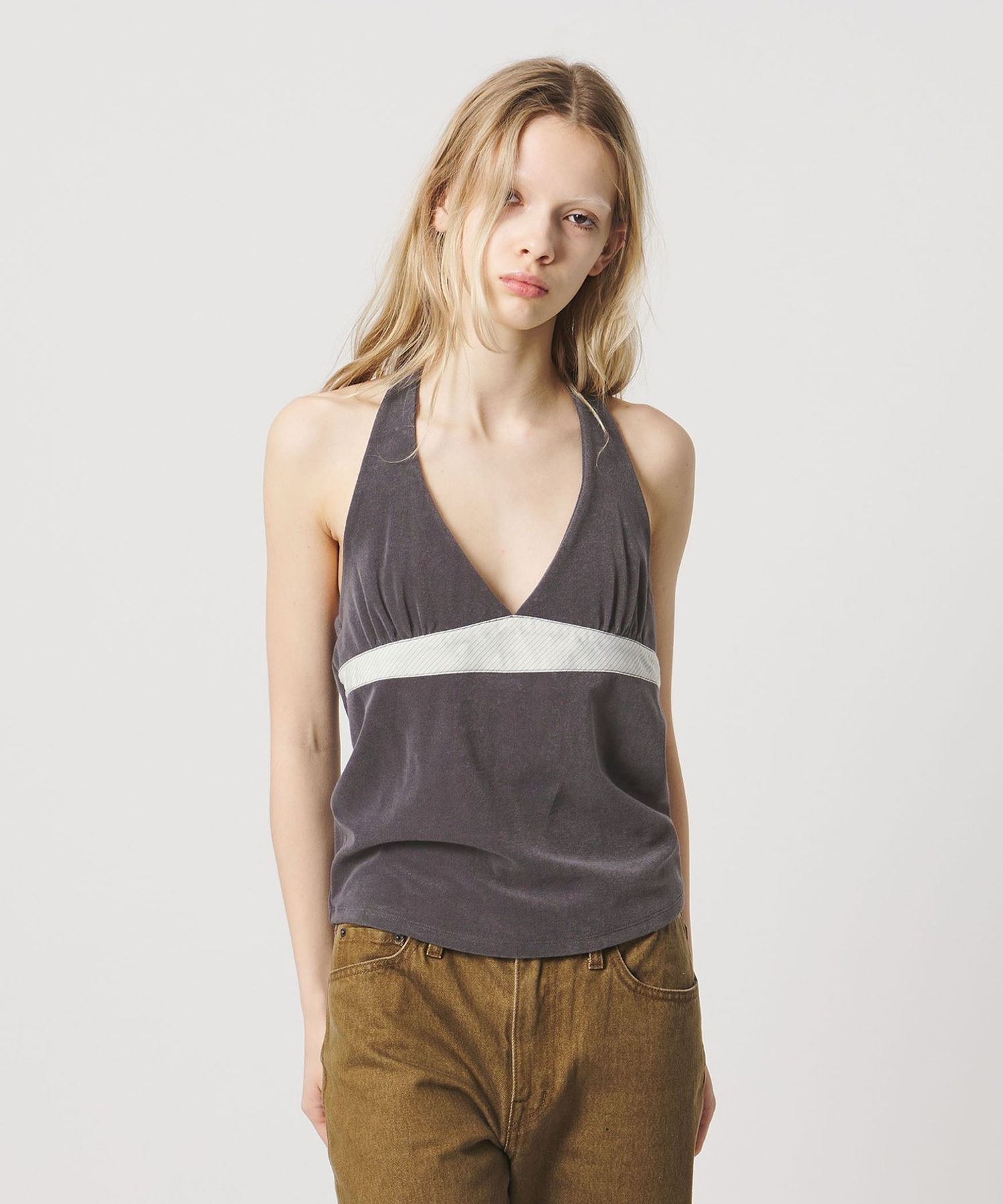 ATTISESSION＞パイル ホルターネック トップス