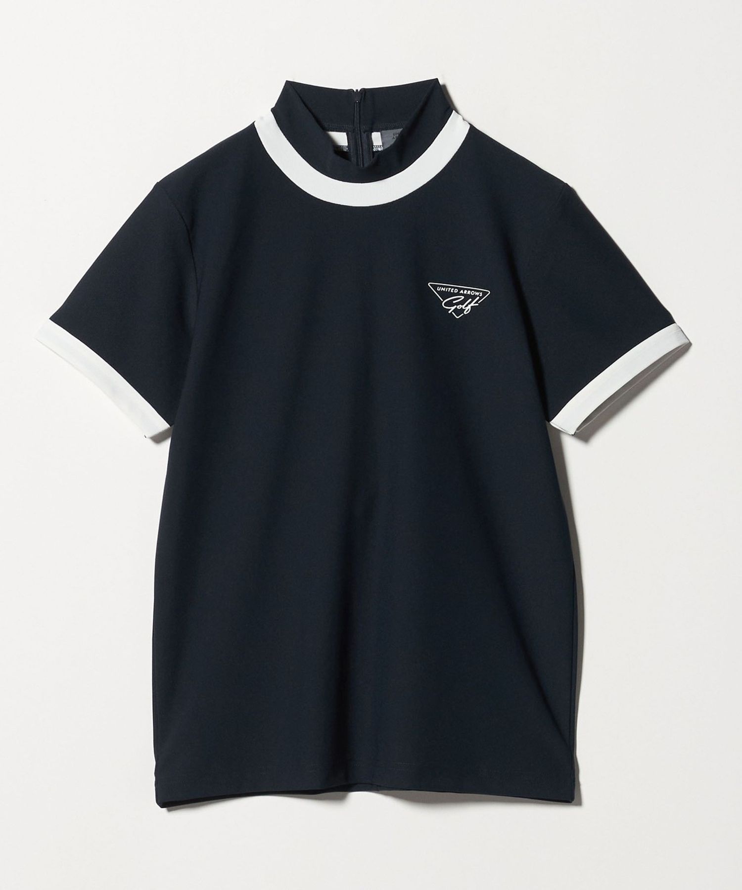 美品 UNITED ARROWS Golf ネイビー ポロシャツ M メンズ ジャガード モックネック シャツ