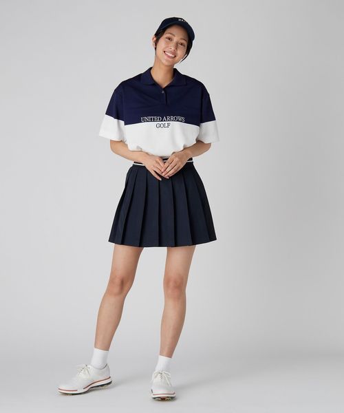 UNITED ARROWS GOLF プリーツスカート ネイビー S ライン プリーツ スカート 吸水速乾 UV