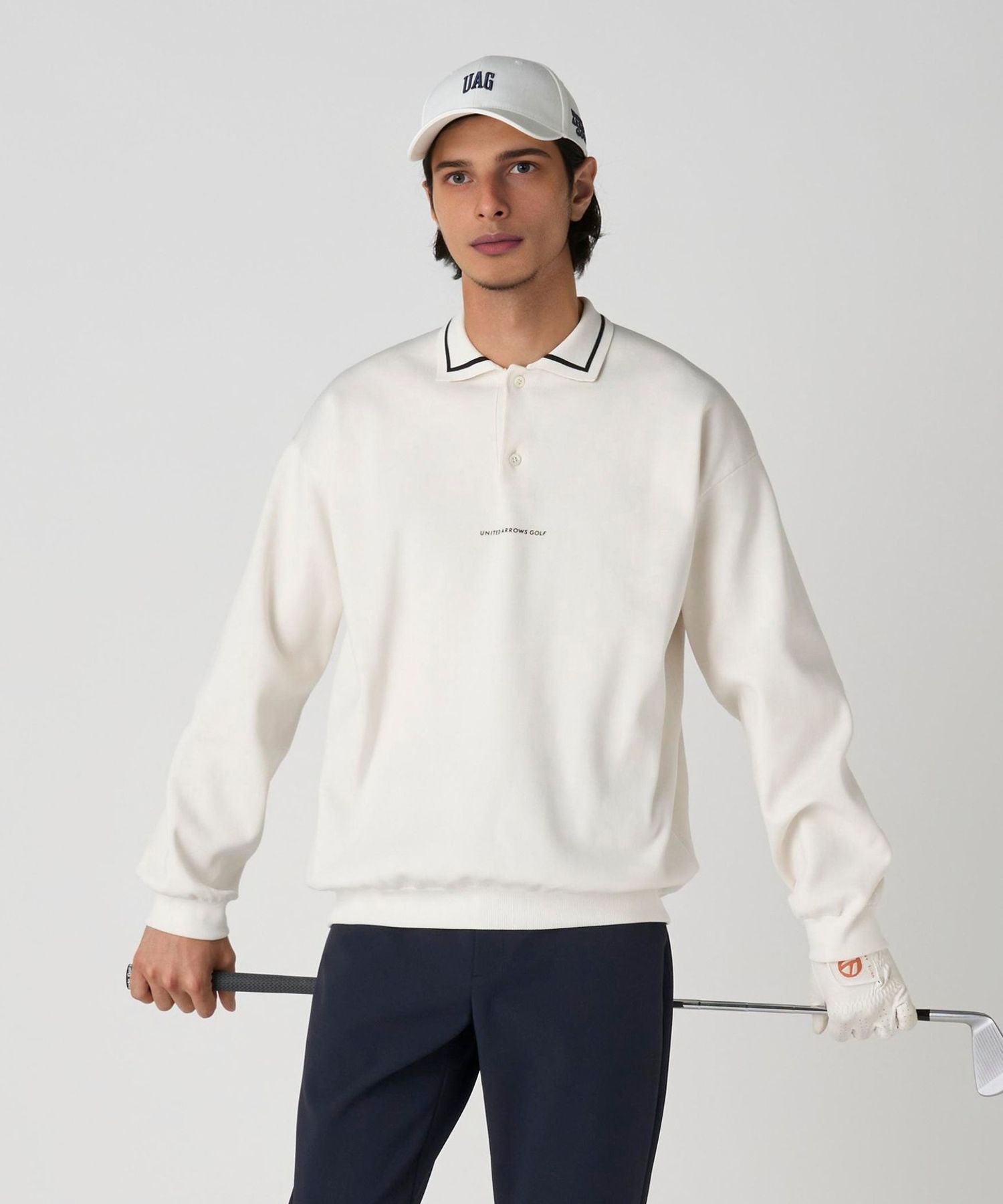 UNITED ARROWS GOLF ポロシャツ L ホワイト メンズ スムース ポロシャツ
