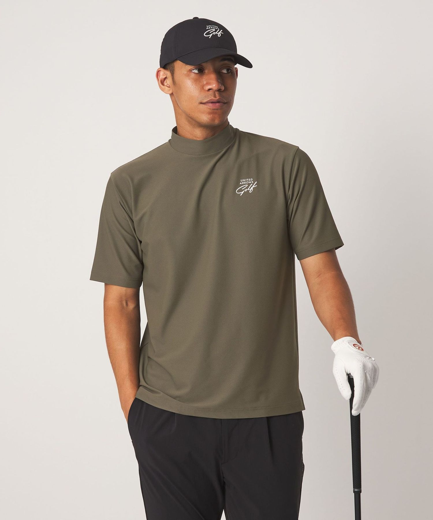 UNITED ARROWS GOLF パイピング モックネック ポロシャツ メンズ メッシュ モックネック シャツ 吸水速乾 遮熱 UV