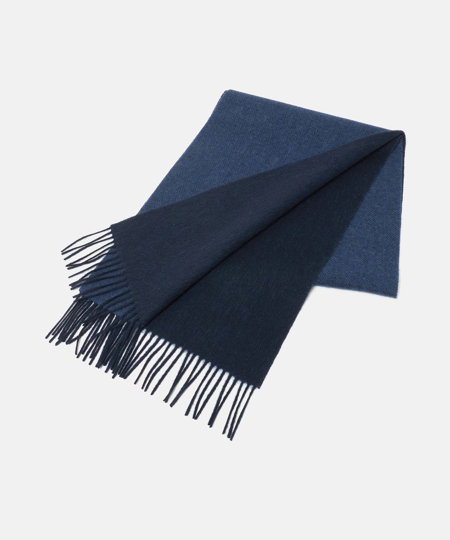 カシミヤブレンド リバーシブル ヘリンボーン×ソリッドマフラー＜A DAY