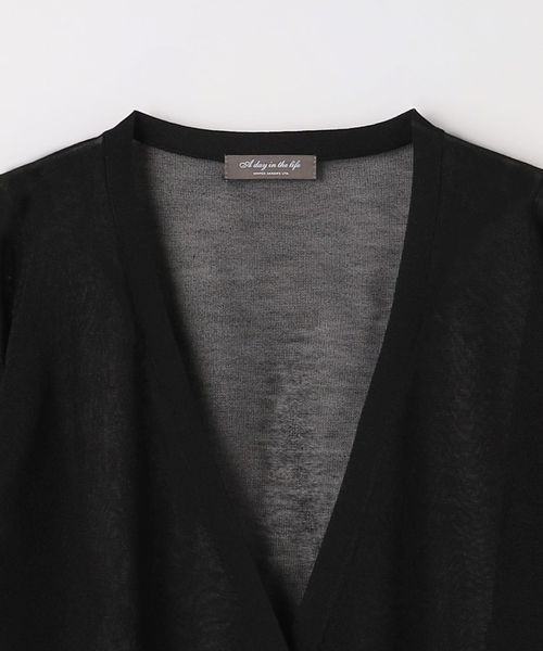 ユナイテッドアローズ　シアー Vネック カーディガン 5SL 黒 UNITED ARROWS LTD. OUTLET｜シアー Vネック カーディガン 5SL