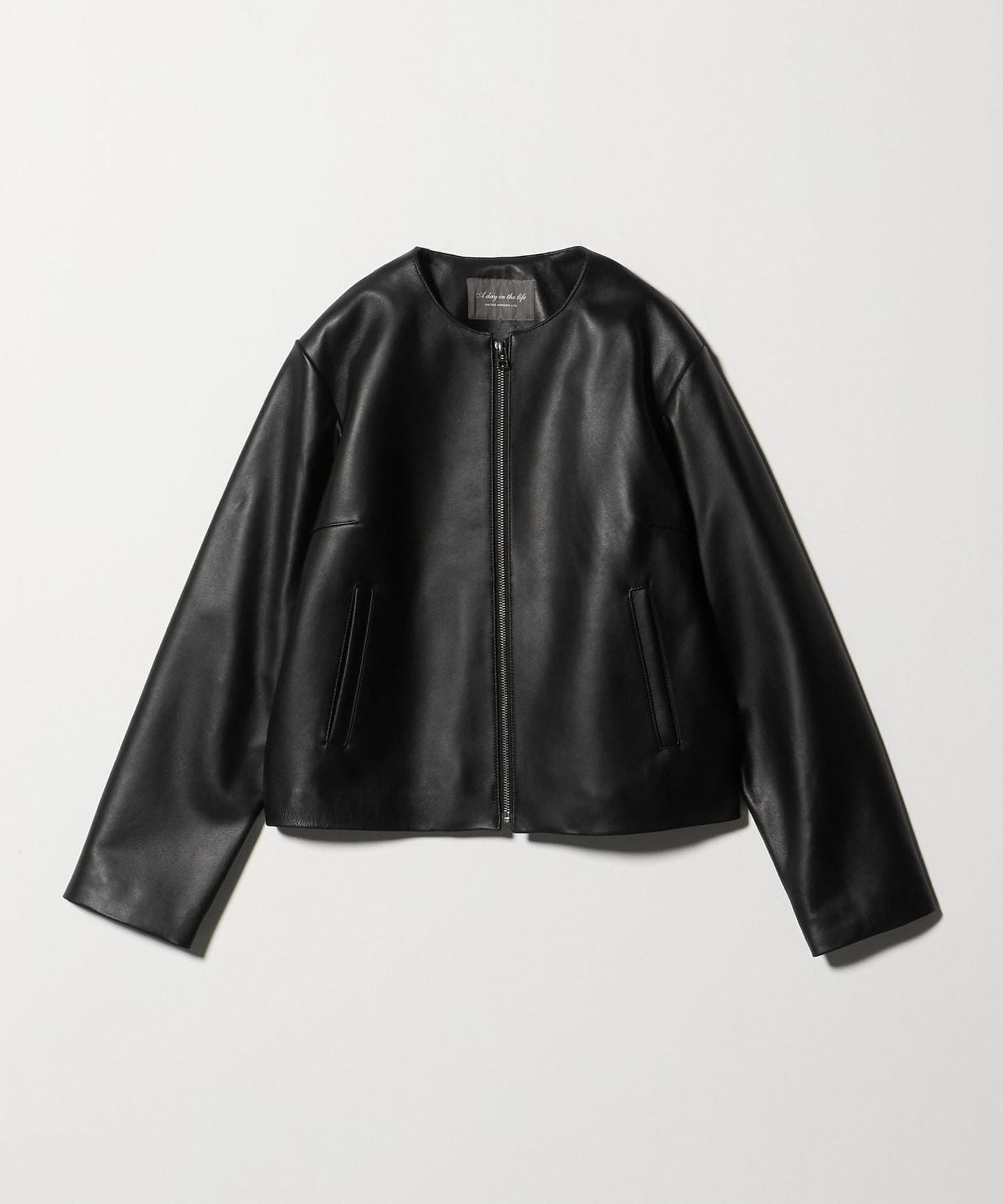 A day in the life　ラムレザージャケット　ノーカラー　黒　M A day in the life ラムレザージャケット ノーカラー 黒 M A day