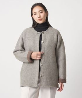 A DAY IN THE LIFE/ダブルフェイス ニット ショートコート ＜A DAY IN THE LIFE＞/ノーカラーコート