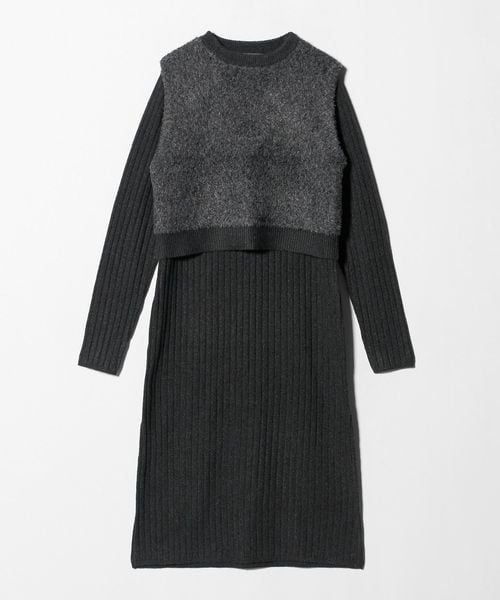 A DAY IN THE LIFE/メランジ フェザーベスト＋リブワンピース  ‐ウォッシャブル‐＜A DAY IN THE LIFE＞/ワンピース