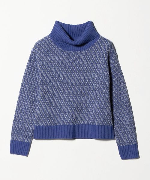 A DAY IN THE LIFE/ラメ バイアスジャガード オフタートルニット コバルト ＜A DAY IN THE LIFE＞/ニット / セーター