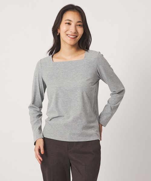 A DAY IN THE LIFE/ラッセルストライプ スクエアネック プルオーバー ミドルグレー ＜A DAY IN THE LIFE＞/Tシャツ / カットソー