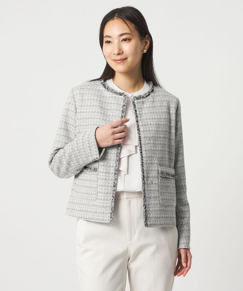 A DAY IN THE LIFE/ツイードライク フリンジジャケット ＜A DAY IN THE LIFE＞/ノーカラージャケット