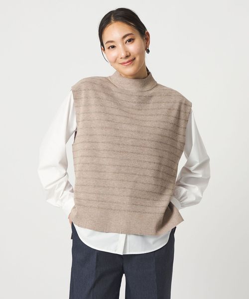 A DAY IN THE LIFE/ラメボーダー ハイネックベスト＋シャツ ‐ウォッシャブル‐＜A DAY IN THE LIFE＞/ベスト