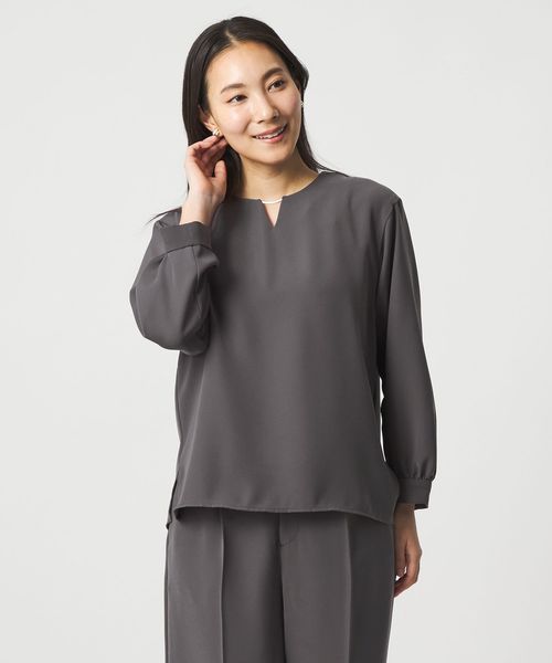 A DAY IN THE LIFE/ダブルクロス メタルパーツ 8分袖ブラウス ‐ウォッシャブル‐＜A DAY IN THE LIFE＞/シャツ / ブラウス