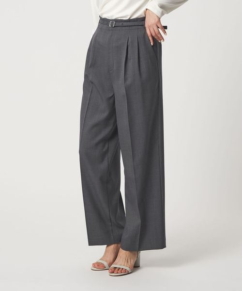 A DAY IN THE LIFE/ツイル ベルテッド 2プリーツワイドパンツ ‐ウォッシャブル‐＜A DAY IN THE LIFE＞/スラックス