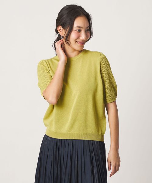 A DAY IN THE LIFE/メッシュコンビ ショートスリーブニット ‐ウォッシャブル‐＜A DAY IN THE LIFE＞/ニット / セーター