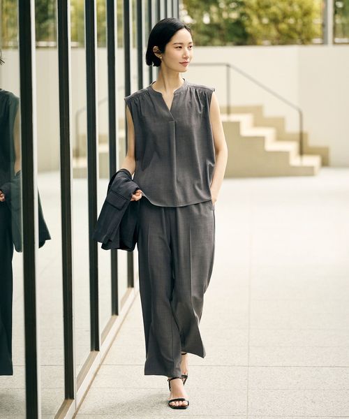 A DAY IN THE LIFE/キーネックブラウス＋ワイドパンツ ‐ウォッシャブル‐＜A DAY IN THE LIFE＞/スーツ / セットアップ