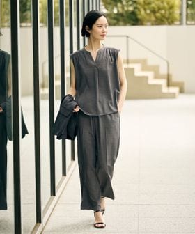 A DAY IN THE LIFE/キーネックブラウス＋ワイドパンツ ‐ウォッシャブル‐＜A DAY IN THE LIFE＞/スーツ / セットアップ
