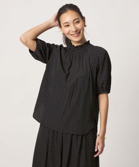 A DAY IN THE LIFE/ヴィンテージサテン ギャザー ハイネックブラウス ‐セットアップ対応・マシンウォッシャブル‐＜A DAY IN THE LIFE＞/シャツ / ブラウス