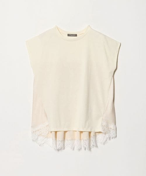 A DAY IN THE LIFE/カット×サテン ヘムフレア レースカットソー オフホワイト ＜A DAY IN THE LIFE＞/Tシャツ / カットソー