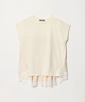 A DAY IN THE LIFE/カット×サテン ヘムフレア レースカットソー オフホワイト ＜A DAY IN THE LIFE＞/Tシャツ / カットソー