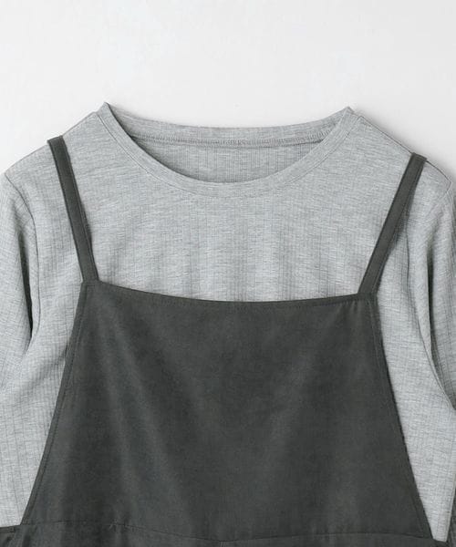 T.japan グレー サロペット サイズF COTTON JERSEY FUSED STRIPE LAYERED LONG-SLEEVED T-SHIRT(M