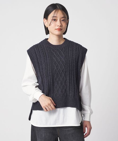 A DAY IN THE LIFE/アランニットベスト＋カットソー＜A DAY IN THE LIFE＞/ニット / セーター