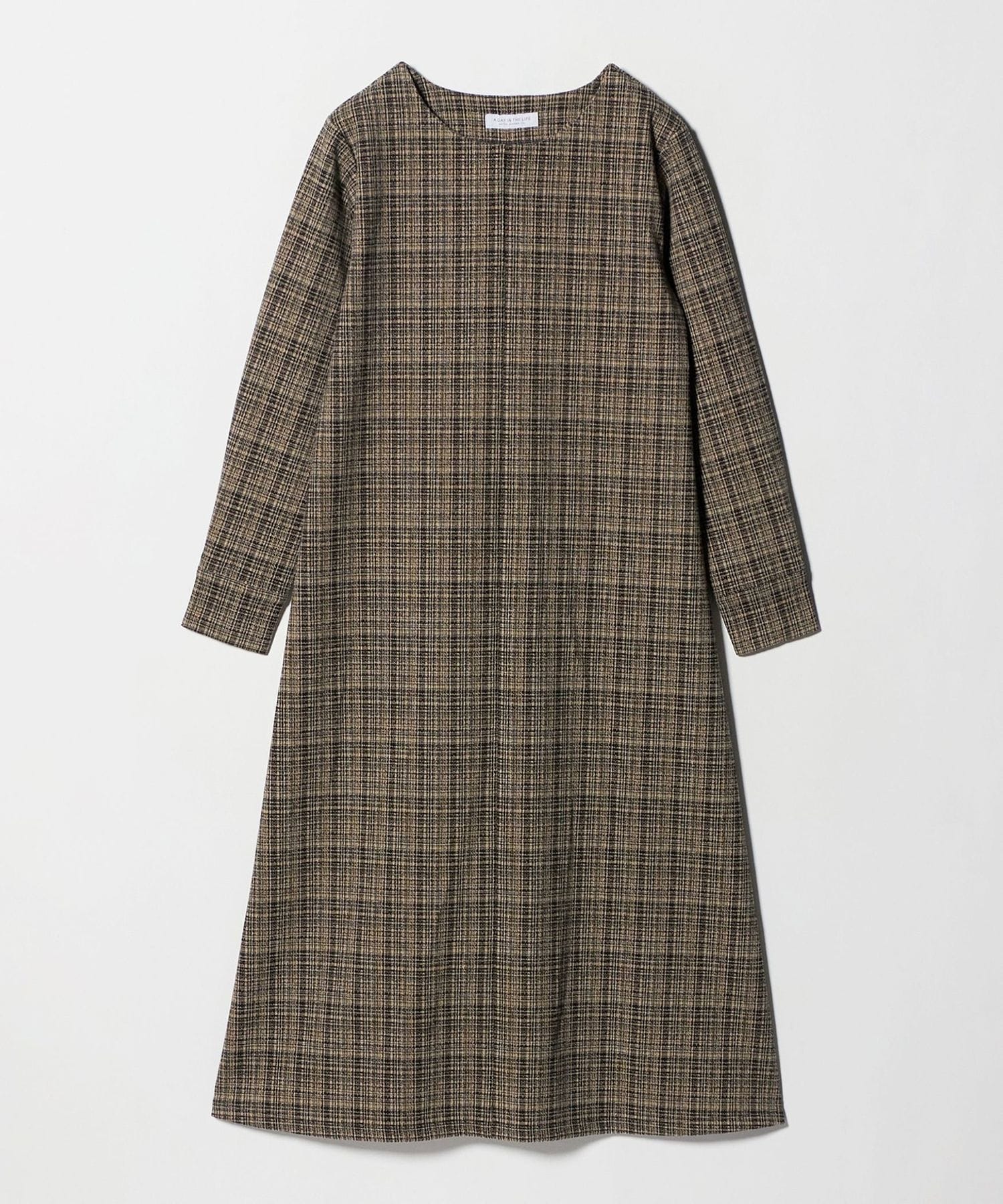 ブラッシュジャガード チェック フレアワンピース ‐ウォッシャブル‐＜A