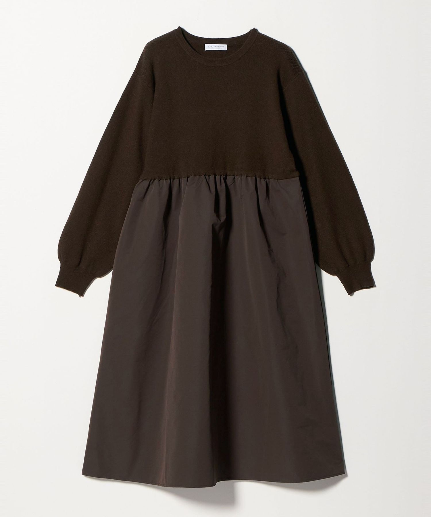 ニット×タフタ コンビギャザー ワンピース ‐ウォッシャブル‐ ＜A DAY