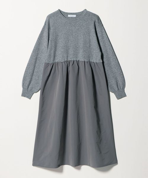 A DAY IN THE LIFE/ニット×タフタ コンビギャザー ワンピース グレー‐ウォッシャブル‐ ＜A DAY IN THE LIFE＞/ワンピース