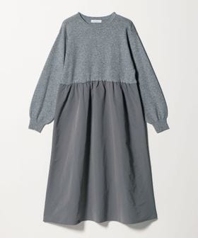 A DAY IN THE LIFE/ニット×タフタ コンビギャザー ワンピース グレー‐ウォッシャブル‐ ＜A DAY IN THE LIFE＞/ワンピース