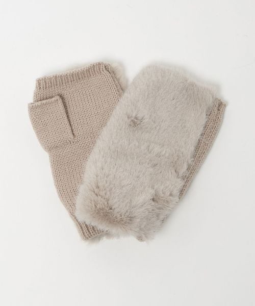 A DAY IN THE LIFE/フェイクファー×ニット フィンガーレスグローブ 手袋 ＜A DAY IN THE LIFE＞/グローブ / 手袋