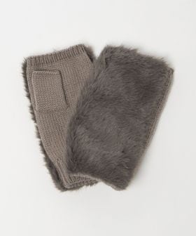 A DAY IN THE LIFE/フェイクファー×ニット フィンガーレスグローブ 手袋 ＜A DAY IN THE LIFE＞/グローブ / 手袋