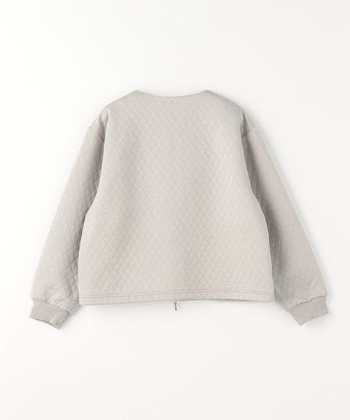 ギルドプライム♡ニットキルティングブルゾン·͜· ♡美品 キルティングジャガード ジップブルゾン ライトグレー ＜A DAY