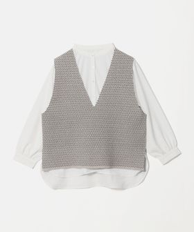 A DAY IN THE LIFE/ジャガード Vネックベスト＋シャツ ‐セットアイテム・ウォッシャブル‐＜A DAY IN THE LIFE＞/シャツ / ブラウス