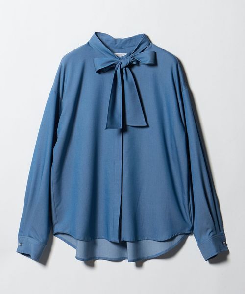 A DAY IN THE LIFE/デニムライク ボウタイ バンドカラーブラウス ＜A DAY IN THE LIFE＞/シャツ / ブラウス