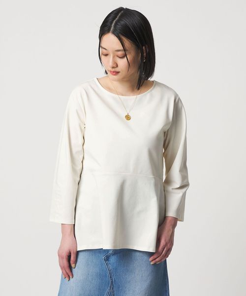 A DAY IN THE LIFE/ポンチ ペプラムプルオーバー 7分袖 ＜A DAY IN THE LIFE＞/Tシャツ / カットソー