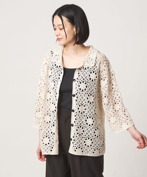 A DAY IN THE LIFE/クロシェニット ポロカーディガン 7分袖 ＜A DAY IN THE LIFE＞/カーディガン / ボレロ