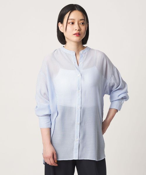 A DAY IN THE LIFE/シアーストライプ バンドカラーシャツ ＜A DAY IN THE LIFE＞/シャツ / ブラウス