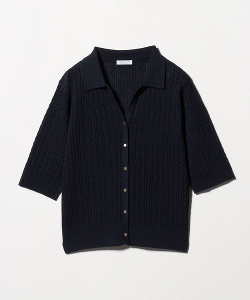 A DAY IN THE LIFE/ケーブル スキッパー ポロカーディガン 5分袖 ‐ウォッシャブル‐＜A DAY IN THE LIFE＞/カーディガン / ボレロ