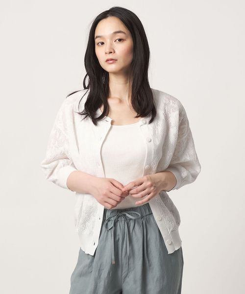 A DAY IN THE LIFE/メッシュジャガード 5分袖ニット 2WAY ‐ウォッシャブル‐＜A DAY IN THE LIFE＞/ニット / セーター
