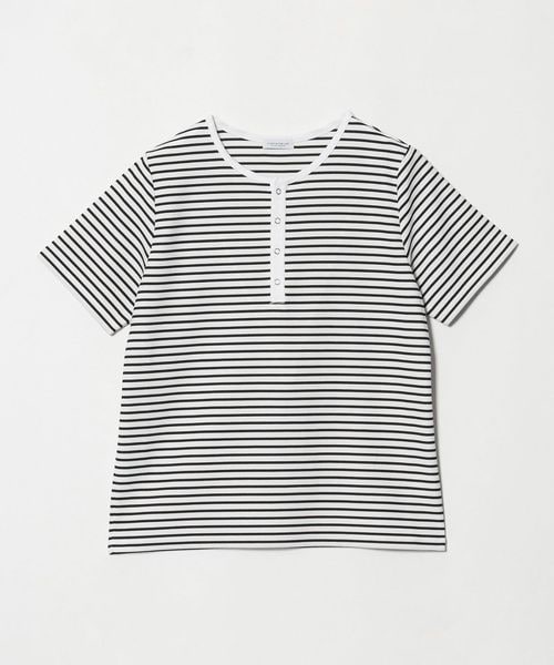 A DAY IN THE LIFE/ミニワッフル ヘンリーネック ボーダーTシャツ ＜A DAY IN THE LIFE＞/Tシャツ / カットソー