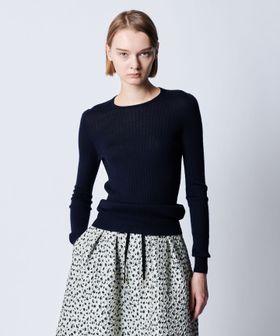 DRAWER/18G カシミヤシルクリブクルーネックニット/ニット / セーター