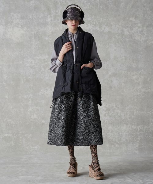 FALL1 レオパードジャカードタックスカート