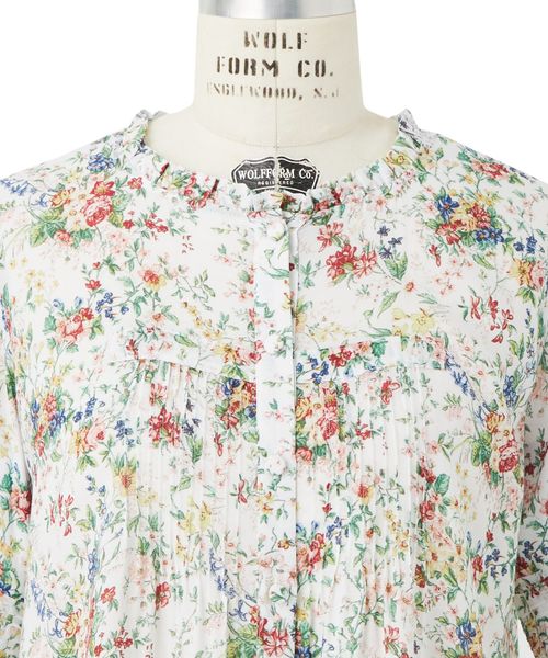 オリジナル トップス ブラウス シャツ レディース Caponi Loretta ロレッタ Donatella Red Blouse Poplin Floral Print High Neck 長袖 サイズ L 13jp Terresrouges Com