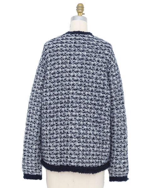 FALL1 3Gツイードノーカラーニットジャケット