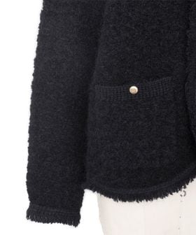 FALL1 3Gツイードノーカラーニットジャケット