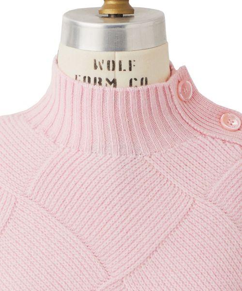 新品未使用DRAWER 7Gあぜ編み ショルダーボタンニット 